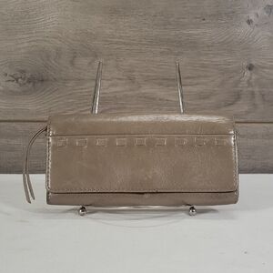 Hobo Elegant Taupe Leather Clutch Wallet